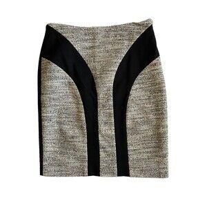 Womens Tweed Pencil Skirt‎ Size S Gray Black Bodycon Office Siren Colorblock Y2K